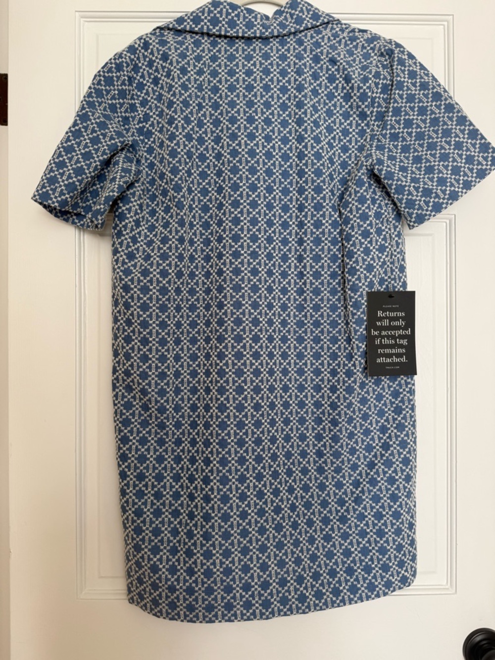 Pomander Place Blue and White Asymmetrical Shirt Dress - Picture 7 of 9